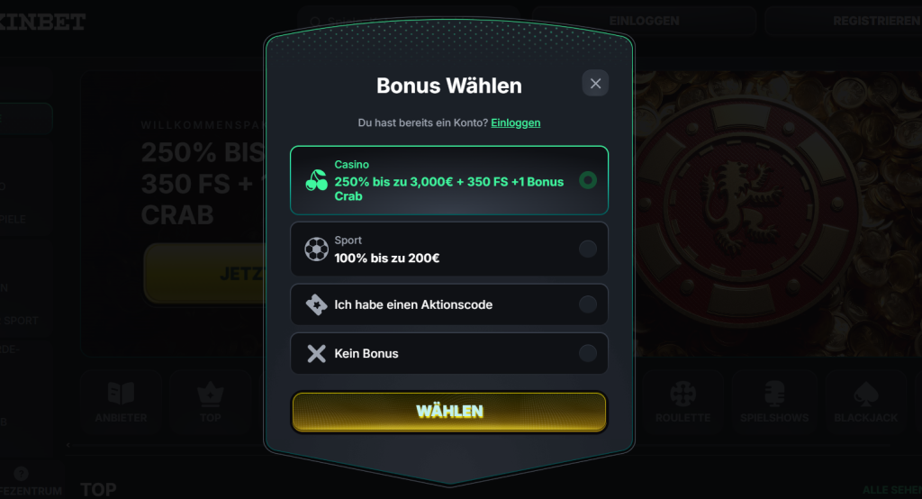 Kinbet Casino Registrieren